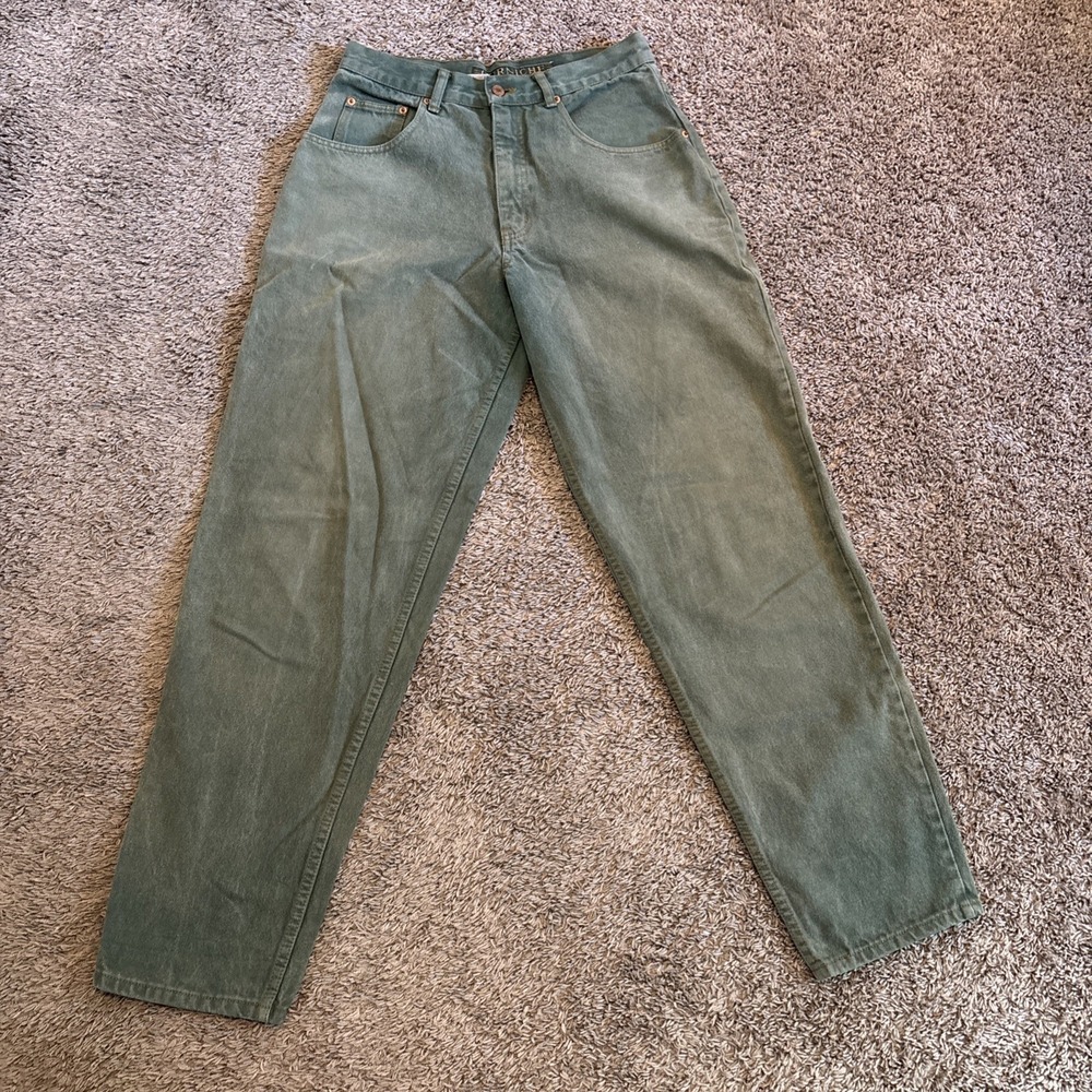 Vintage 90s CORNICHE Green‎ Faded pure cotton high waist Jeans 30x32